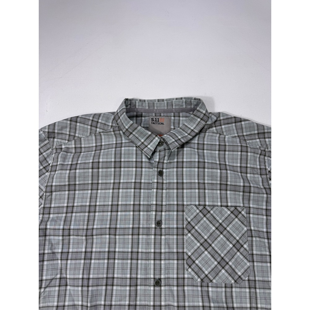 5.11 Tactical Men's XL Gray Plaid Short Sleeve Snap Button Up Shirt 71394-415 XL